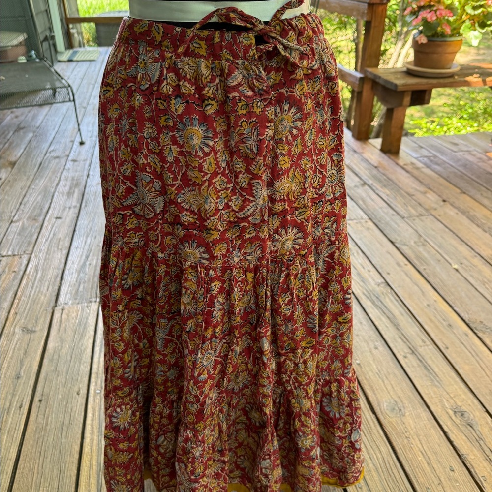 Vintage Bohemian Floral Red Skirt - Picture 3 of 9